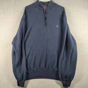 Polo Ralph Lauren Mens 4XB Navy Pima Cotton Quarter Zip Sweater Big/Tall *Read*